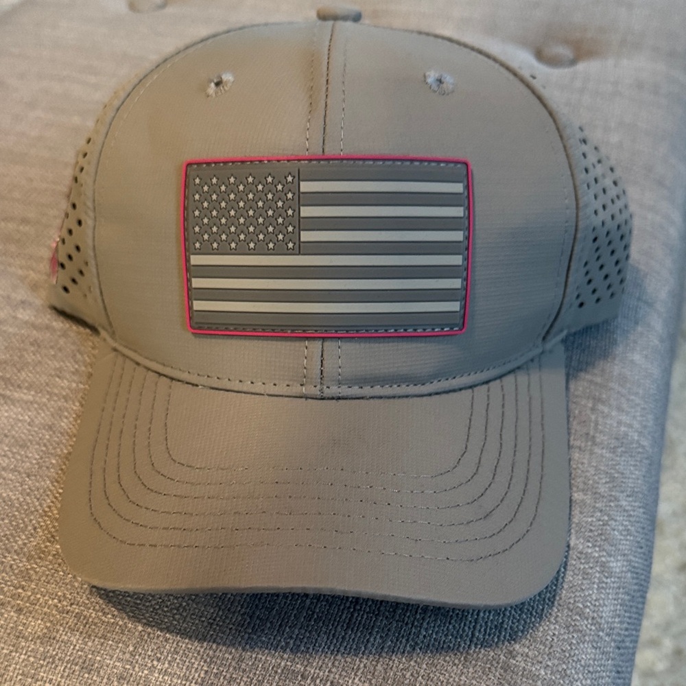 Gray Hat with Pink Accents